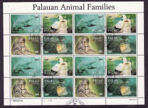 Palau-Sc#313- id12-used sheet of 4 sets-Marine Life-Animal Families-Birds-1993-