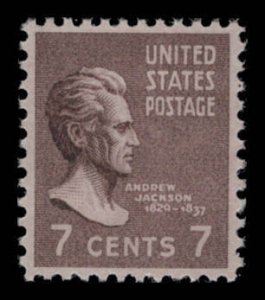 US Scott #812 Andrew Jackson 7c MNH OG eGraded With Certificate eGrade Gem 100