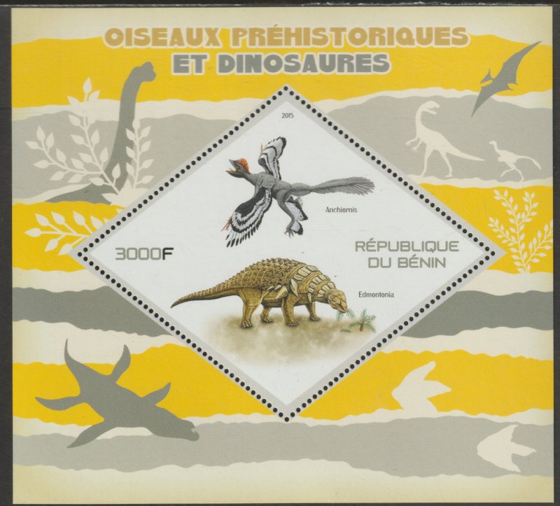 DINOSAURS  perf sheet containing one diamond shaped value mnh