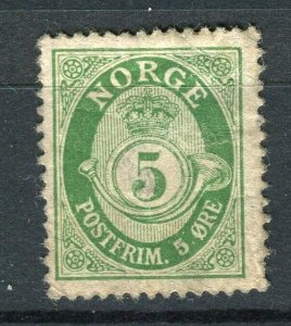 NORWAY; 1890s early classic 'ore' type 5ore. Mint unused value