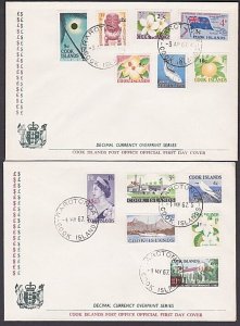 COOK IS 1967 Decimal overprint to $1 on 2 official FDCs....................A1626