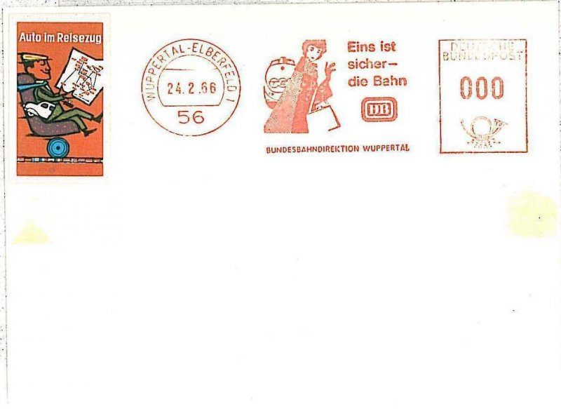 TRAINS - POSTAL HISTORY -  GERMANY: AUTOMATIC POSTMARK on COVER 1966 - PROOF !