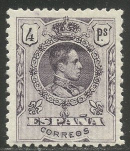 SPAIN #307 Mint NH - 1909 4p Deep Violet, Alfonso