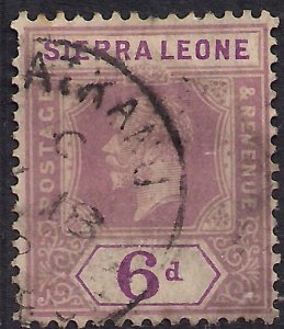 Sierra Leone 1921 – 27 KGV 6d Dull & Bright Purple used SG 139 Die 2 ( L125...