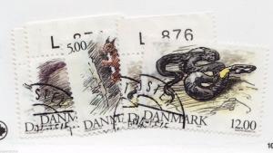 1994 Denmark - Sc# 1012-016 Θ used Wildlife arts Martin Mørch postage stamp set.