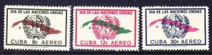 Cuba C169-71 MNH 1957 Map of Cuba and UN Emblem United Nations Day Airmail Set