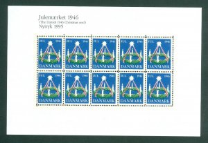 Denmark.  Christmas Seal Souvenir Sheet 1946/95 Reprint. Mnh.Advent Decoration