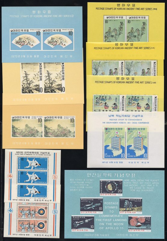 Korea Stamps MNH 10 Souvenir Sheets Scott Value $100.00