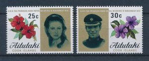 [116491] Aitutaki 1973 Royal wedding Anne and Mark Phillips Flora flowers  MNH