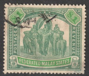 Malaya FMS Federated States Scott 73 - SG76a, 1922 Leaping Tiger $1 used