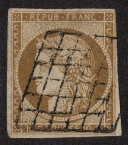 FRA SC #1a U 1850 Ceres w/broken FL @ TL 4 margins CV $260.00
