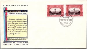 Philippines FDC 1956 - University of Sto Tomas - 2x5c Stamp - Pair - F43187