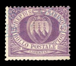 San Marino #17 Cat$125, 1877 40c violet, lightly cancelled