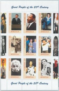 M2321 - ANGOLA, MINIATURE SHEET: Elisabeth II, Einstein, Kennedy, Elvis, Madonna