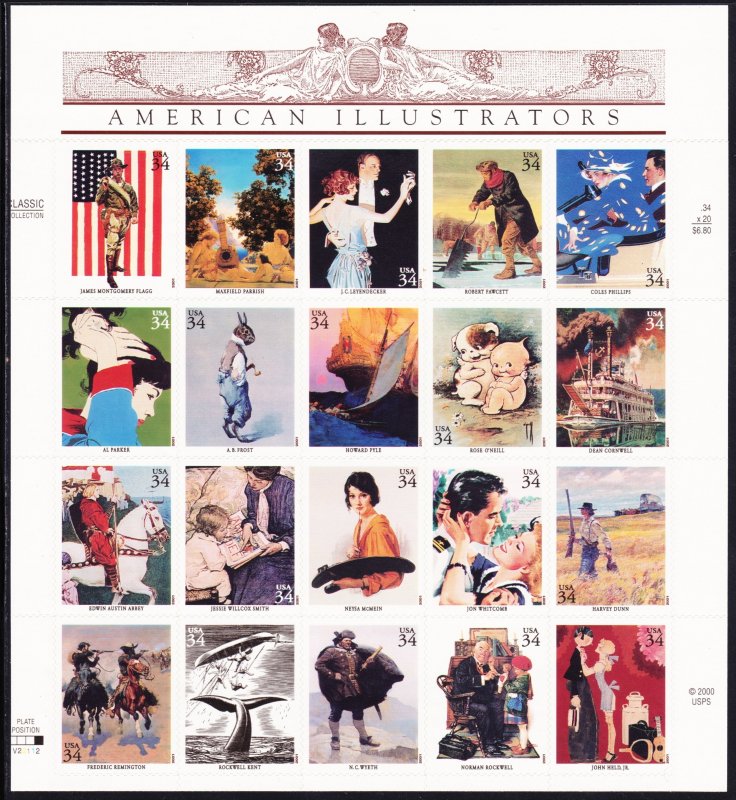 3502 Sheet of 20, MNH, (P# V22112)