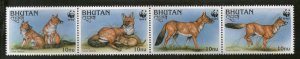 Bhutan 1997 WWF Dhole Whistling Dog Wildlife Animals Fauna Sc 1149 Strip MNH # 9