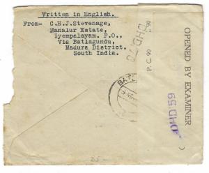 1944 India To USA Cover - Airmail To Salvation Army -WW2 Censored (DD119)