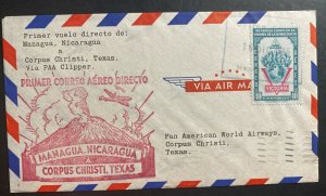 1946 Managua Nucaragua First Flight Airmail cover FFC to Corpus ChristTX USA PAA