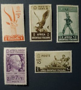 Italian East Africa, 1-5, 1938 Scenes, MH Cat. value -- $12.75