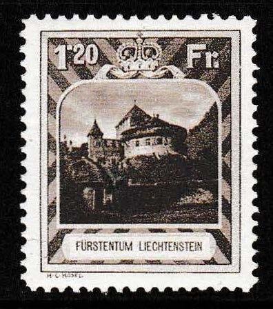 Liechtenstein 1930 1.20Fr Vaduz Castle Scott 105 MI. 105B Zum.95B (CHF550) XF/HN