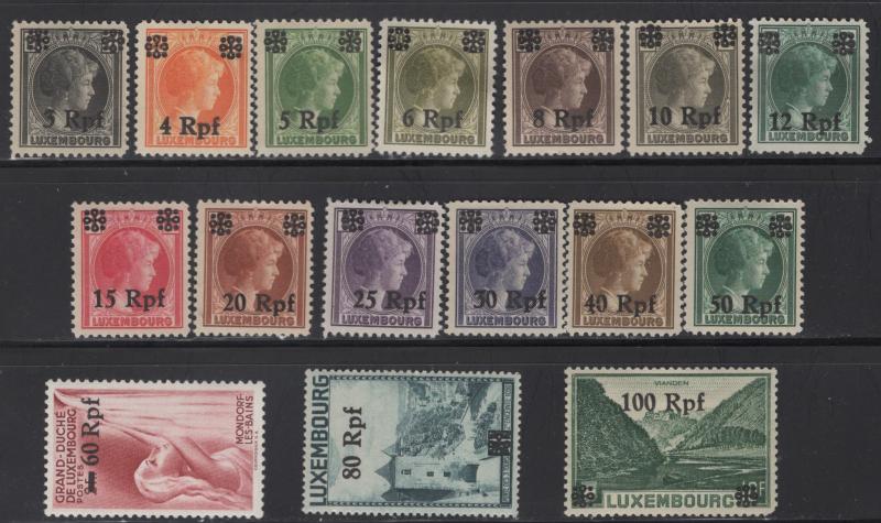 LUXEMBOURG N17-N32 MINT HINGED, UNDER GERMAN OCCUPATION SET 1940