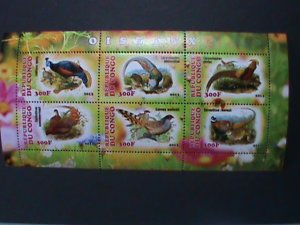 ​CONGO-2013 RARE BEAUTIFUL COLORFUL LOVELY BIRDS -MNH SHEET -VERY FINE