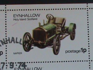 ​EYNHALLOW SCOTLAND STAMP:1974 CLASSIC ANTIQUE CARS  CTO- MNH - MINI SHEET
