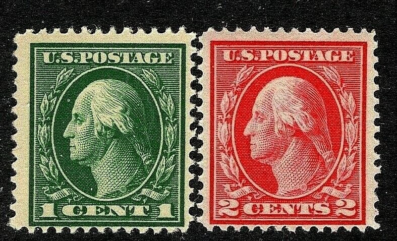 [MC2]   US #405-406 Mint-NH 1914 SL Wmk Perf 12 ...Free Shipping!