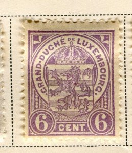 LUXEMBOURG; 1906 early numeral issue Mint hinged 6c. value
