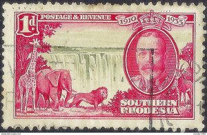 SOUTHERN RHODESIA 1935 KGV 1d Olive & Rose-Carmine SG31 Used