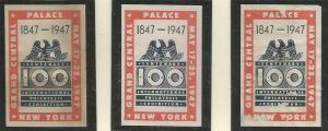 U.S. New York State Revenue Stamps - Used Set of 3