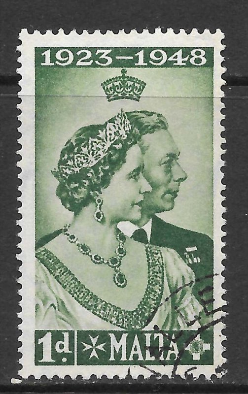 Malta Scott 223 Used - 1949 Silver Wedding Issue - SCV $0.25