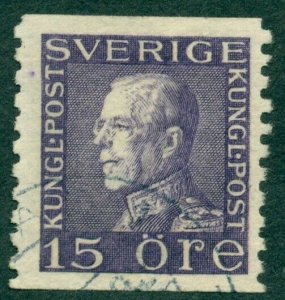 SWEDEN #189 (175cx) 15ore violet, wmk wavy lines, used, VF Pollak cert Scott $1K