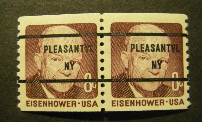 Scott 1402b, 8c Eisenhoswer, MNH PAIR, PLEASANTVL NY Prec...