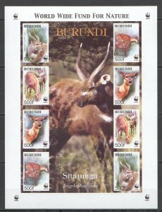 Bz032 Imperforate Burundi Fauna Wwf Sitatunga Wild Animals Kb Mnh