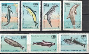 CUBA Sc# 2677-2683  MARINE MAMMALS ocean sea life CPL SET of 7  1984  MNH mint