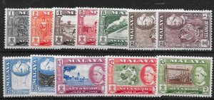 MALAYA SELANGOR SG116/27 1957-61 DEFINITIVE SET MTD MINT