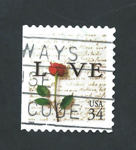 SC# 3498 - Rose & Love Letter die cut 11.5x10.75 - Off Paper