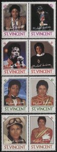 ST VINCENT 1985 Sc 894-97 MICHAEL JACKSON MNH Pairs, cv $9, VF