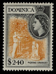 DOMINICA QEII SG158, $2.40 yellow-orange & black, LH MINT. Cat £22.