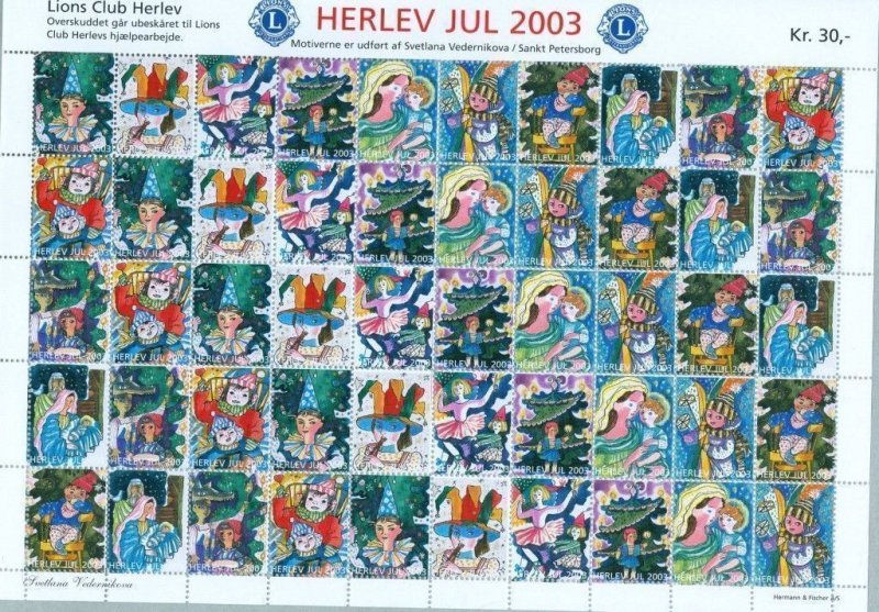 Denmark. Christmas Sheet Mnh 2003. Lions Club. Local Herlev. Christmas In Russia
