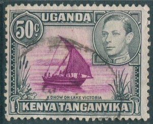 Kenya Uganda and Tanganyika 1938 SG144 50c black and purple KGVI dhow #2 FU (amd