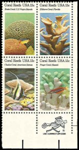 PCBstamps   US #1827/1830a Zip Block  60c(4x15c)Coral Reefs,MNH, (ZB-4)