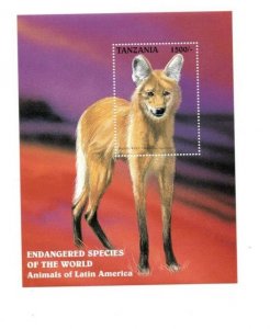 Tanzania 1997 - Maned Wolf - Souvenir Stamp Sheet - Scott #1633 - MNH