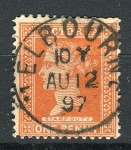 AUSTRALIA; VICTORIA 1890s-1900 early QV issue used 1d. value + POSTMARK