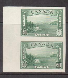 Canada #244a Extra fine Mint Imperf Pair With Sheet Margin Full Original Gum