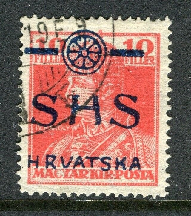 CROATIA; 1918 New Yugoslavia SHS HRVATSKA Optd issue used 10f. value