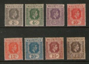 Mauritius 1938 KGVI Sc 211,213-19 MNH(ex 218,9 MH)