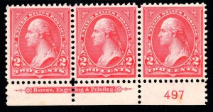 USAstamps Unused VF US 1897 Bureau Issue Plate Strip Scott 267a OG MNH SCV $200