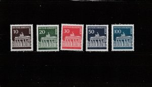 Germany  Scott#  9N251-9N255  MNH  (1966-70 Brandenburg Gate)